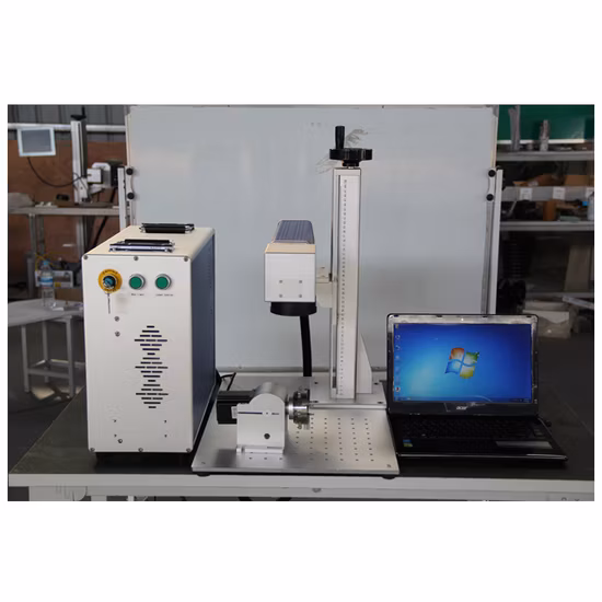 30W Enclosed Design Fiber Laser Marking Machine with Focus Finder & Motorized Z